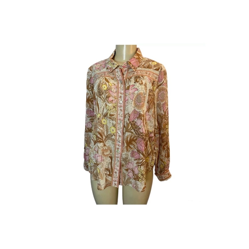 Spell & the Gypsy floral print long sleeve button up small top